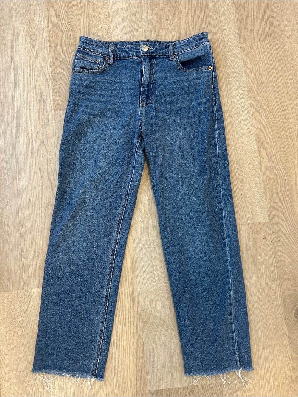 Wild Fable High Rise Straight Leg Raw Hem Denim Jeans